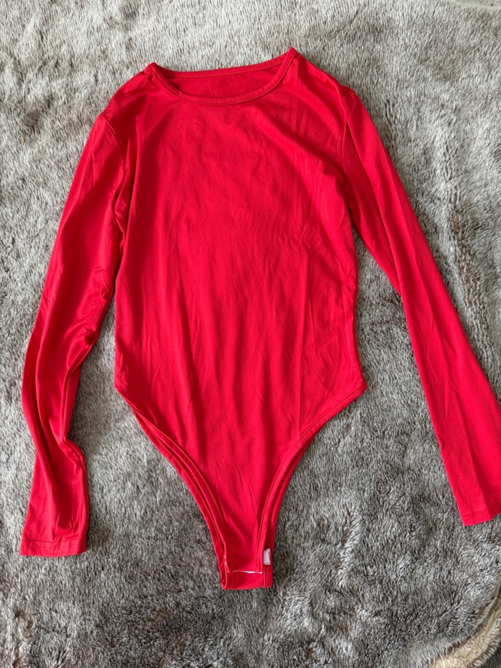 Women's Long-Sleeve Red Bodysuit - Classic Scoop Neck S